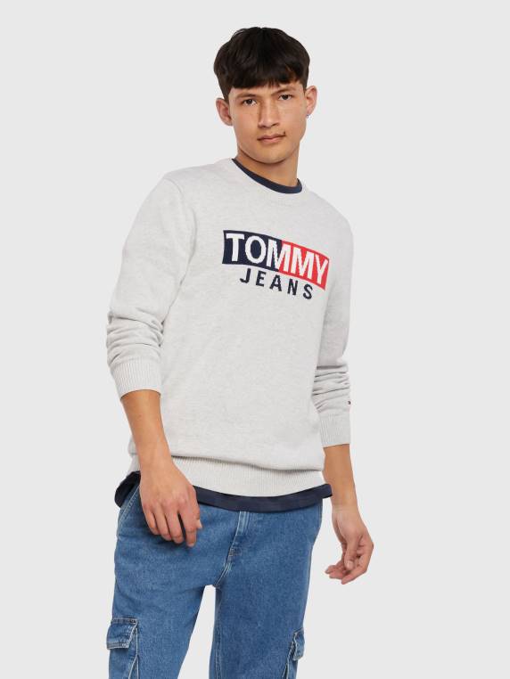 סוודר דגל כניסה NX201405 אברש אפור כסוף Tommy Hilfiger
