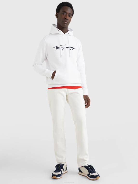 קפוצ'ון חתימה מכותנה אורגנית NX201408 לבן Tommy Hilfiger