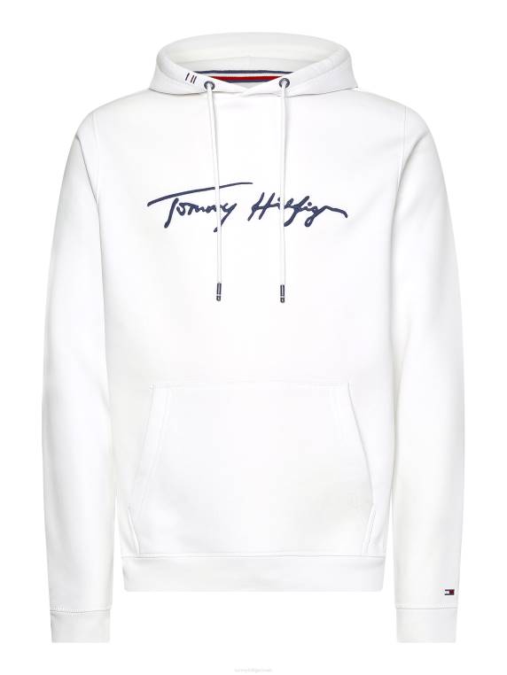 קפוצ'ון חתימה מכותנה אורגנית NX201408 לבן Tommy Hilfiger