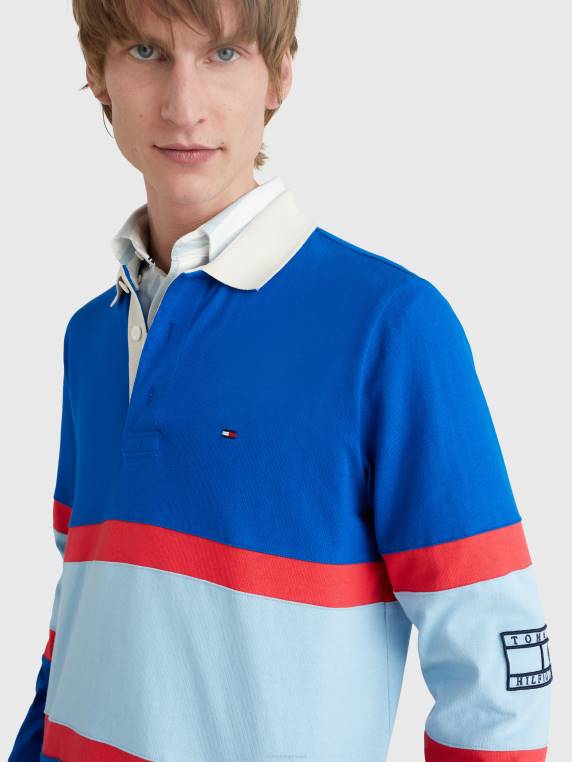 חולצת רוגבי פסים NX201410 אי יווני כחול/רב Tommy Hilfiger