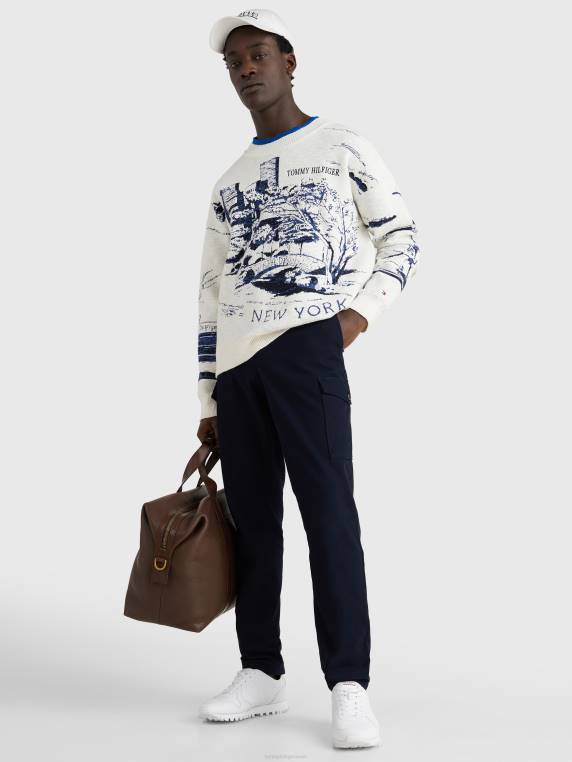 מגשר סריג של ניו יורק אקארד NX201424 נוצה לבן Tommy Hilfiger