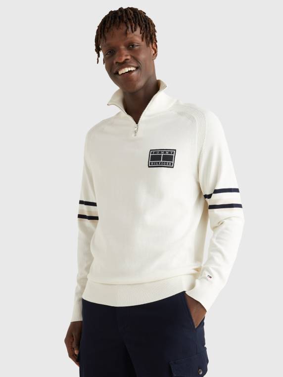 מגשר עם צווארון גולף מדמה פסים NX201428 שֶׁנהָב Tommy Hilfiger