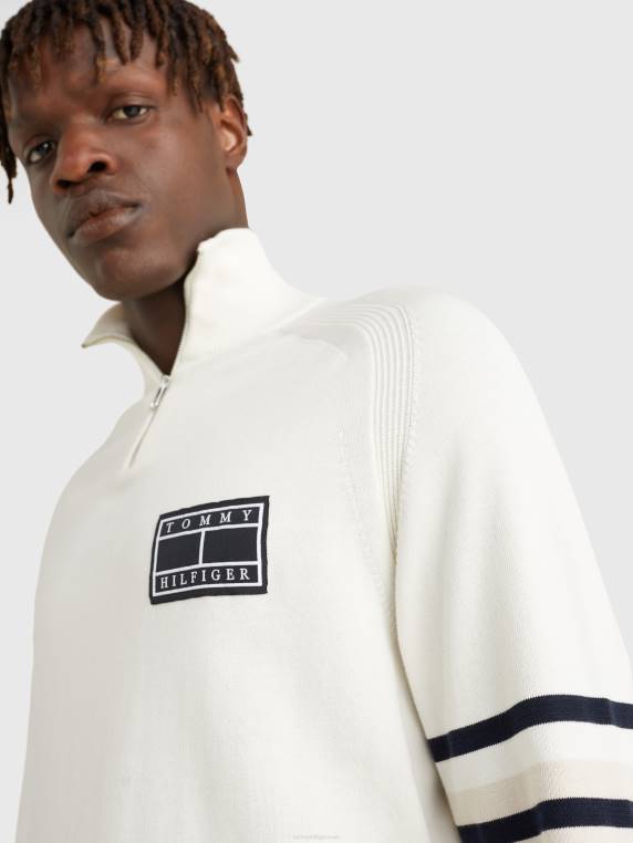 מגשר עם צווארון גולף מדמה פסים NX201428 שֶׁנהָב Tommy Hilfiger