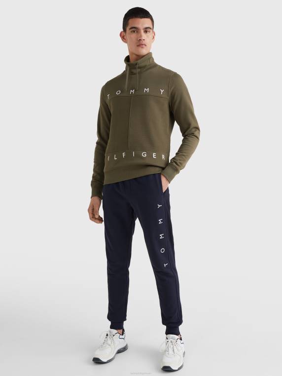 סווטשירט עם צווארון גולף דגל מונו NX201436 צבא ירוק Tommy Hilfiger
