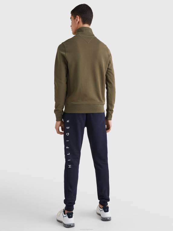סווטשירט עם צווארון גולף דגל מונו NX201436 צבא ירוק Tommy Hilfiger