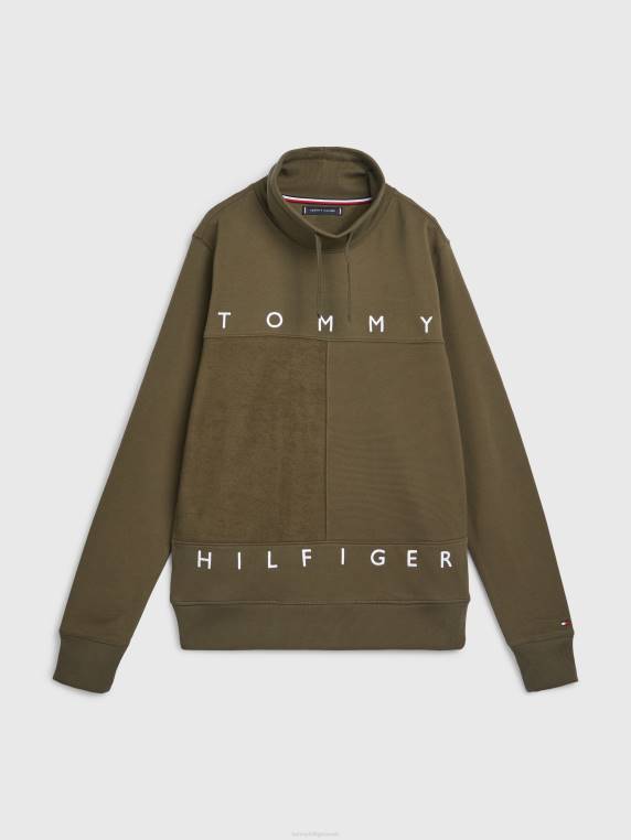 סווטשירט עם צווארון גולף דגל מונו NX201436 צבא ירוק Tommy Hilfiger