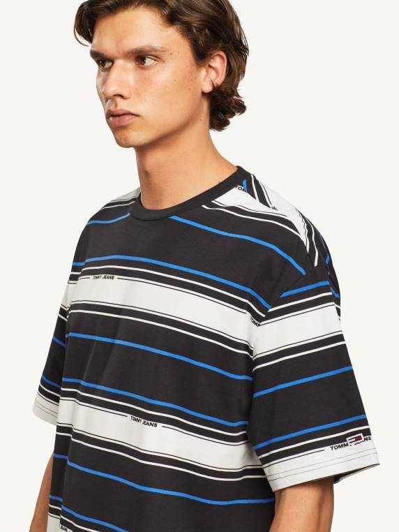 חולצת טריקו מכותנה אורגנית פסים NX201492 פס שחור Tommy Hilfiger
