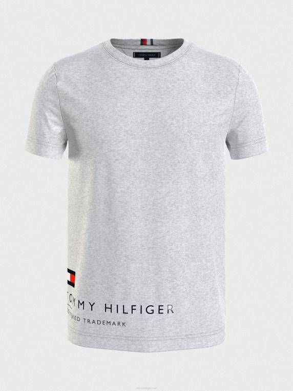 חולצת טי עטופה עם לוגו NX201503 אברש אפור בהיר Tommy Hilfiger