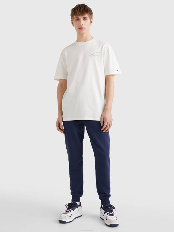 חולצת טריקו מכותנה ממוחזרת לוגו חתימה NX201507 לבן עתיק Tommy Hilfiger