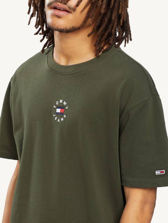 חולצת לוגו עיגול NX201521 זית כהה Tommy Hilfiger