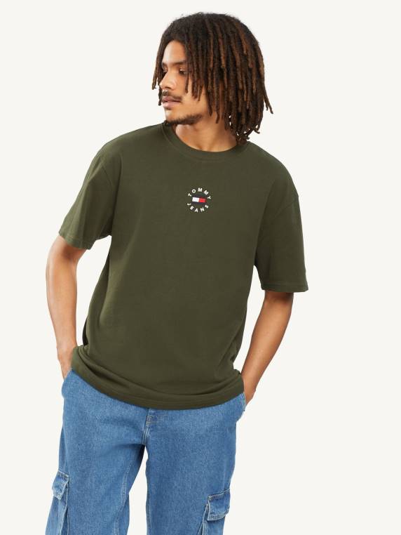 חולצת לוגו עיגול NX201521 זית כהה Tommy Hilfiger