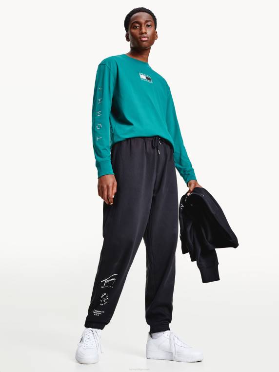 חולצת טריקו עם שרוול ארוך מתכתי בכושר נינוח NX201533 ירוק כפרי Tommy Hilfiger