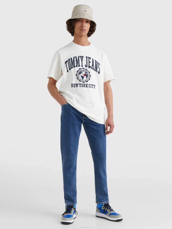 חולצת לוגו של המכללה NX201544 לבן עתיק Tommy Hilfiger