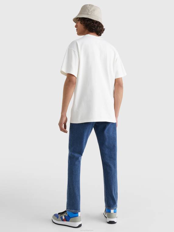 חולצת לוגו של המכללה NX201544 לבן עתיק Tommy Hilfiger