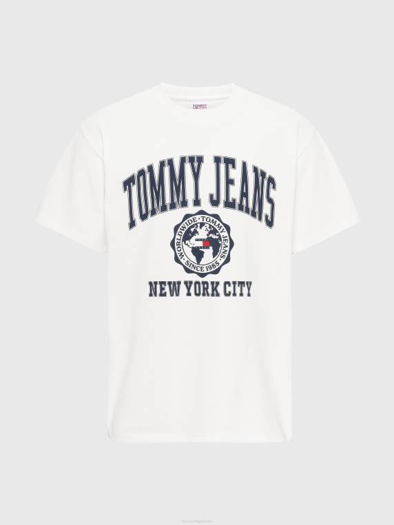 חולצת לוגו של המכללה NX201544 לבן עתיק Tommy Hilfiger
