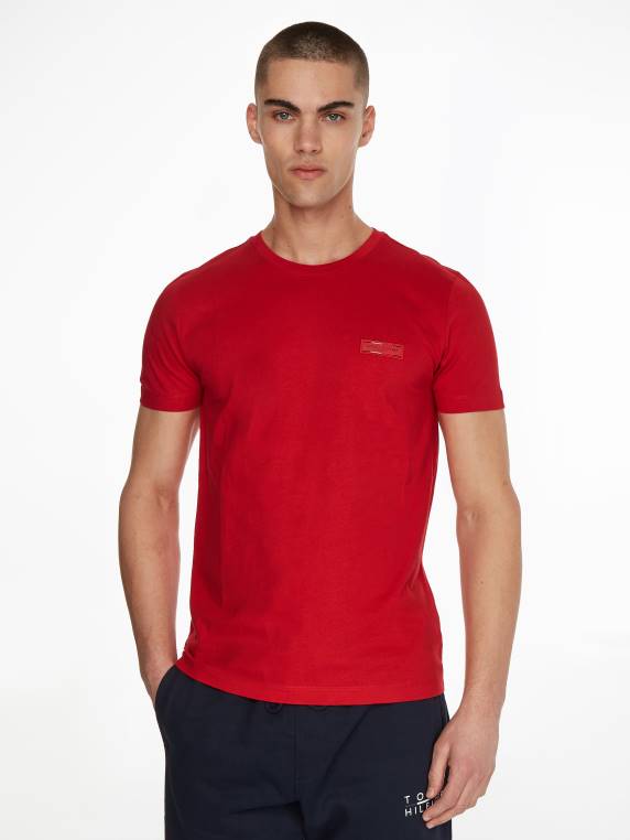 טי ארוג תג NX201554 אדום ראשוני Tommy Hilfiger