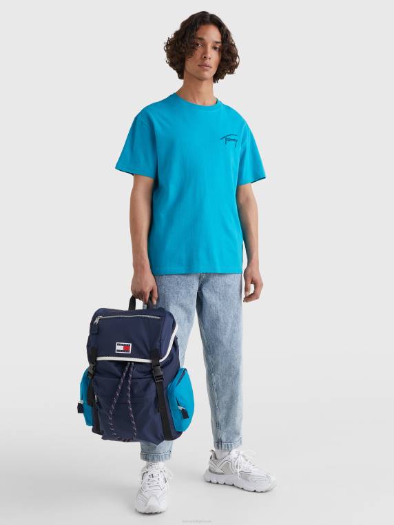 חולצת טריקו מכותנה ממוחזרת לוגו חתימה NX201562 צהבהב חדשה Tommy Hilfiger