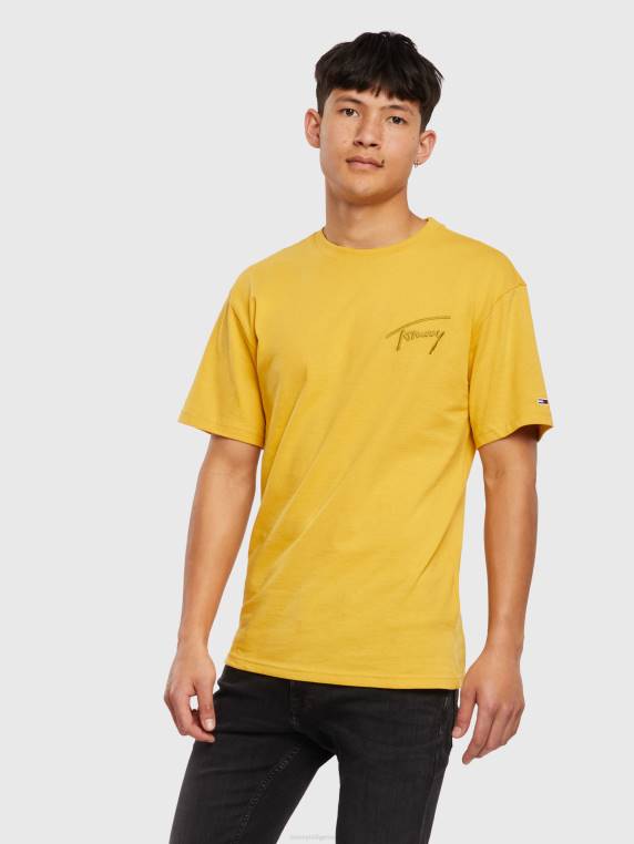 חולצת טריקו מכותנה ממוחזרת לוגו חתימה NX201565 צהוב טוסקני Tommy Hilfiger