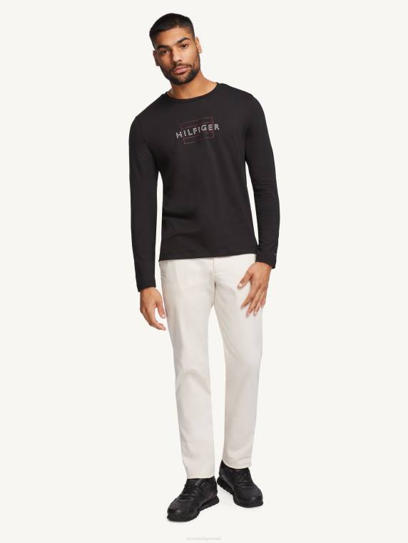 חולצת טריקו עם שרוולים ארוכים עם דגל ליניארי NX201573 שָׁחוֹר Tommy Hilfiger