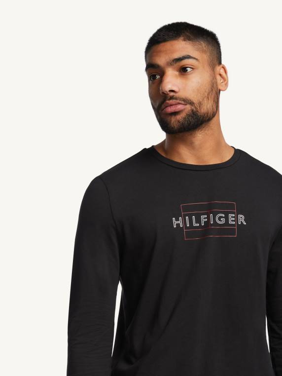 חולצת טריקו עם שרוולים ארוכים עם דגל ליניארי NX201573 שָׁחוֹר Tommy Hilfiger