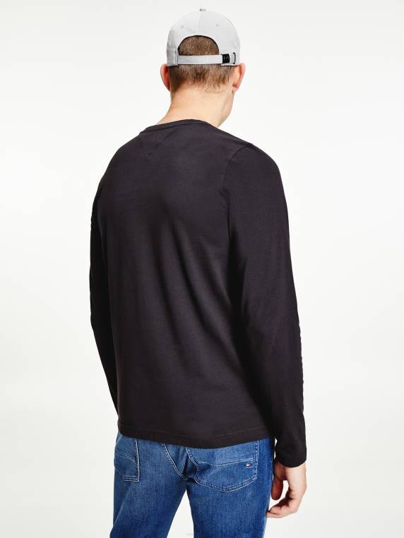 חולצת טי עם שרוולים ארוכים עם לוגו ג'רסי אורגני NX201577 שָׁחוֹר Tommy Hilfiger
