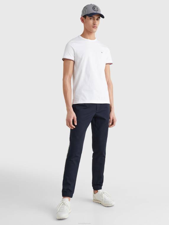 חולצת טריקו מכותנה אורגנית עם חפתים NX201580 לבן Tommy Hilfiger