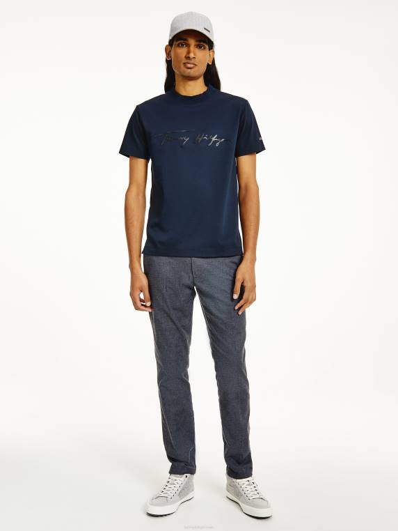 חולצת טריקו מוגבהת מכותנה אורגנית NX201582 שמיים מדבריים Tommy Hilfiger