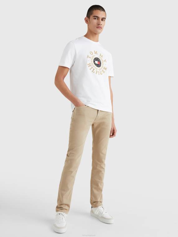 חולצת טריקו רקמה סמלים NX201584 לבן Tommy Hilfiger