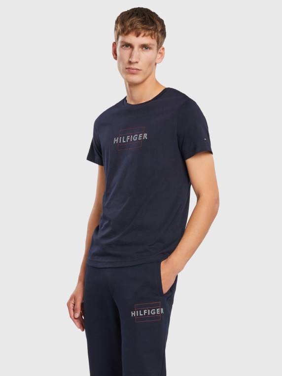 חולצת טי לוגו מכותנה אורגנית NX201595 שמיים מדבריים Tommy Hilfiger