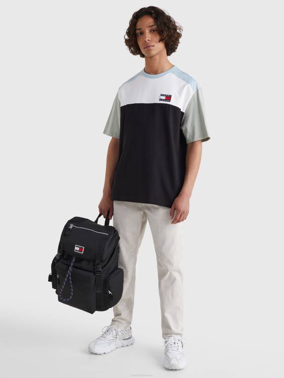 חולצת טריקו חסומה בצבע תג NX201603 שחור/רב Tommy Hilfiger