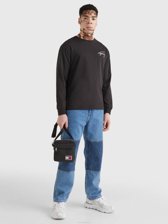 חולצת טי עם שרוולים ארוכים עם לוגו חתימה NX201613 שָׁחוֹר Tommy Hilfiger