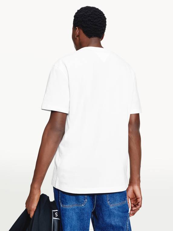 חולצת טי מכותנה אורגנית מתכתית בגזרה רגועה NX201623 לבן Tommy Hilfiger