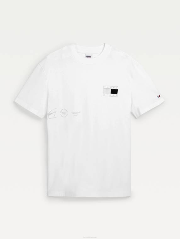 חולצת טי מכותנה אורגנית מתכתית בגזרה רגועה NX201623 לבן Tommy Hilfiger