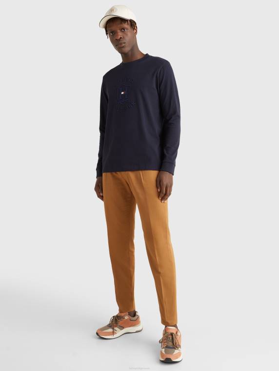 חולצת טי עם שרוולים ארוכים עם לוגו של אייקונים NX201627 שמיים מדבריים Tommy Hilfiger