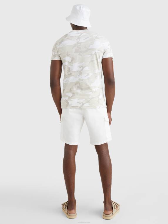 חולצת טריקו עם לוגו בהדפס קאמו NX201632 ecru camo Tommy Hilfiger