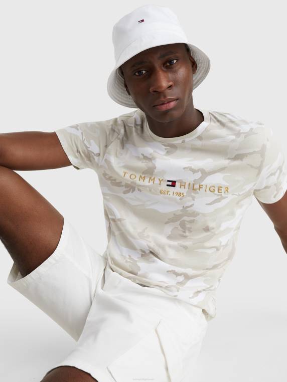 חולצת טריקו עם לוגו בהדפס קאמו NX201632 ecru camo Tommy Hilfiger