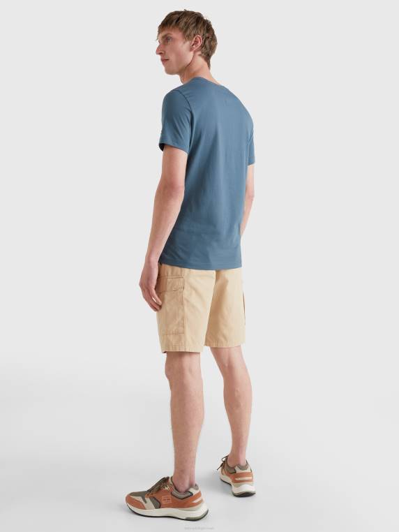 חולצת טי מכותנה אורגנית בגזרה דקיקה NX201636 כספית ימית Tommy Hilfiger