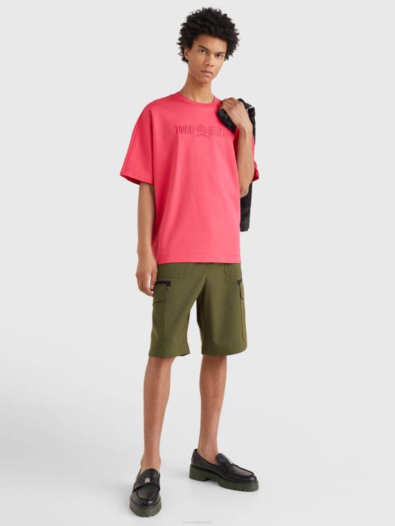 חולצת טי רקמת קרסט מכותנה אורגנית NX201641 פאר ורוד Tommy Hilfiger