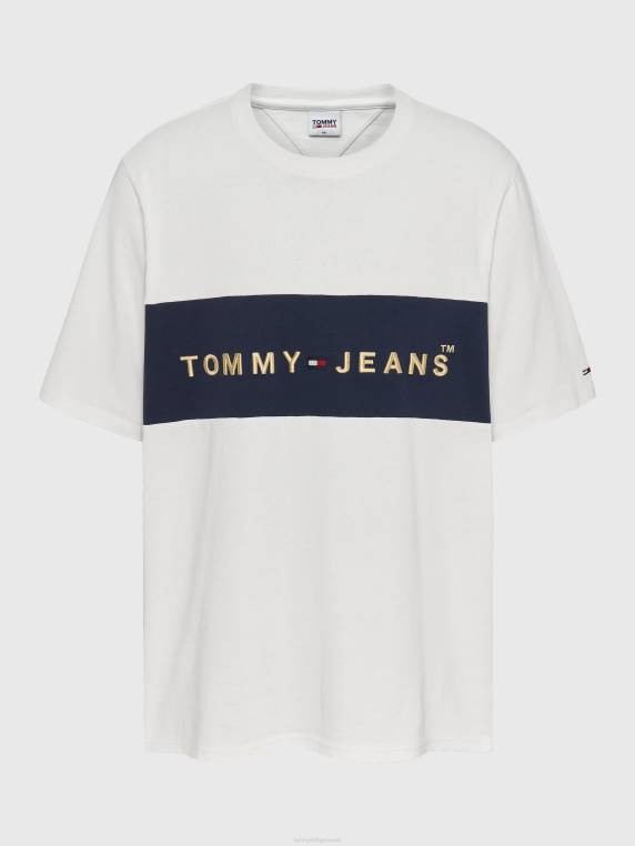 בתוספת חולצת טריקו חסומה בצבע לוגו NX201652 לבן Tommy Hilfiger