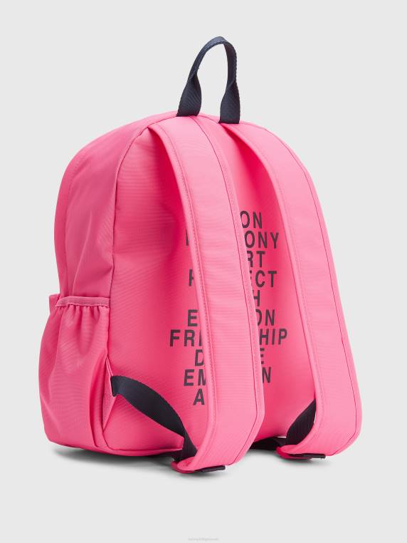 תיק גב עם לוגו שהוקם לילדים NX20165 התראה ורודה Tommy Hilfiger