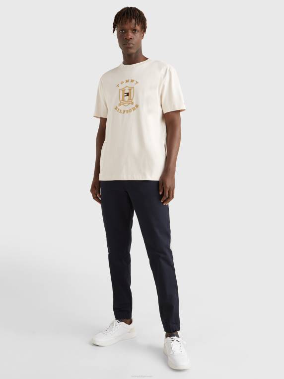 חולצת טי של לוגו זהב אייקונים NX201660 נוצה לבן Tommy Hilfiger
