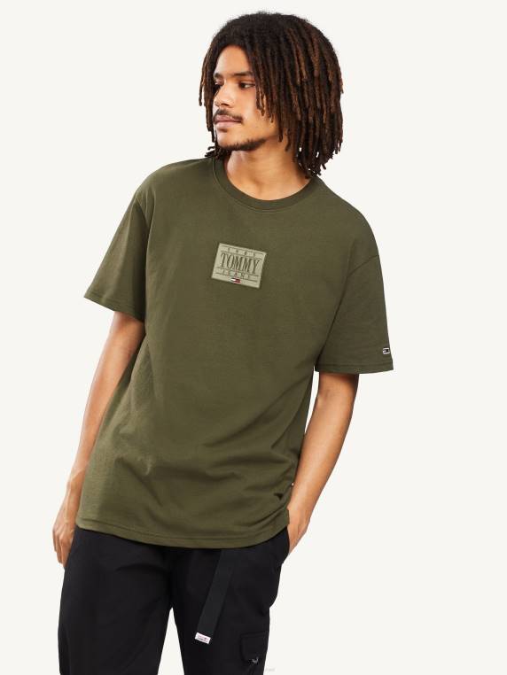 חולצה גרפית של קופסא טונאלית NX201668 זית כהה Tommy Hilfiger