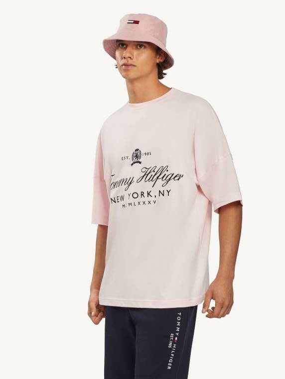 טי קלאסי תסריט NX201685 ורוד פסטל בהיר Tommy Hilfiger