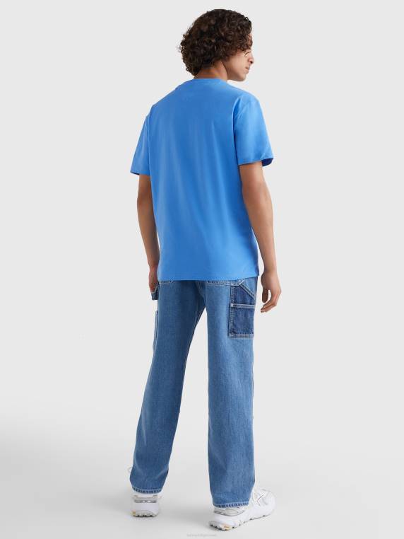 חולצת לוגו מכותנה ממוחזרת NX201688 כחול מהפנט Tommy Hilfiger