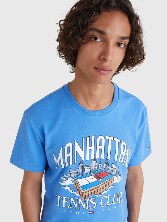 חולצת לוגו מכותנה ממוחזרת NX201688 כחול מהפנט Tommy Hilfiger