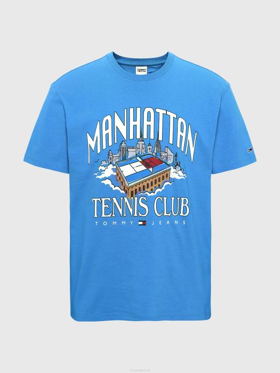 חולצת לוגו מכותנה ממוחזרת NX201688 כחול מהפנט Tommy Hilfiger