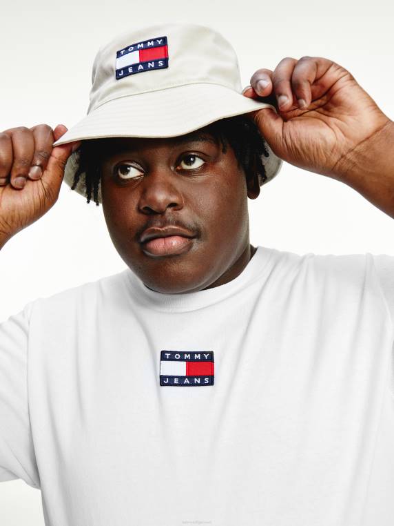 חולצת טריקו רגועה עם תג גדול וגבוה NX201694 לבן Tommy Hilfiger