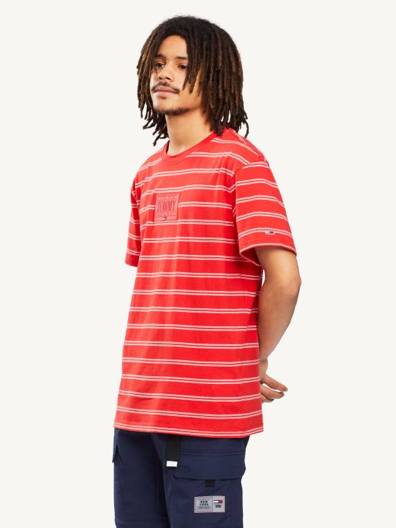 חולצת טי עם פס לוגו גווני NX201700 פס ארגמן עמוק Tommy Hilfiger