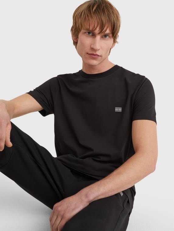 חולצת טריקו ג'רסי אורגנית חיונית טכנולוגית NX201701 שָׁחוֹר Tommy Hilfiger