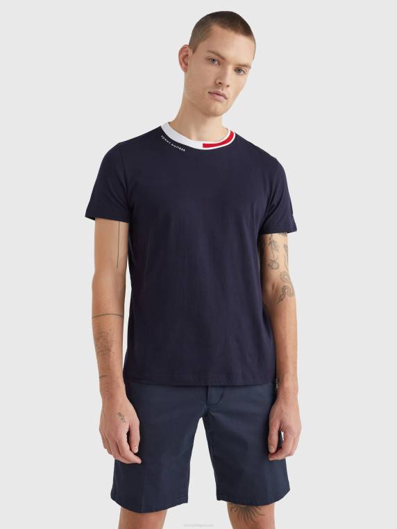 חולצת טריקו עם צווארון חתימה NX201723 שמיים מדבריים Tommy Hilfiger